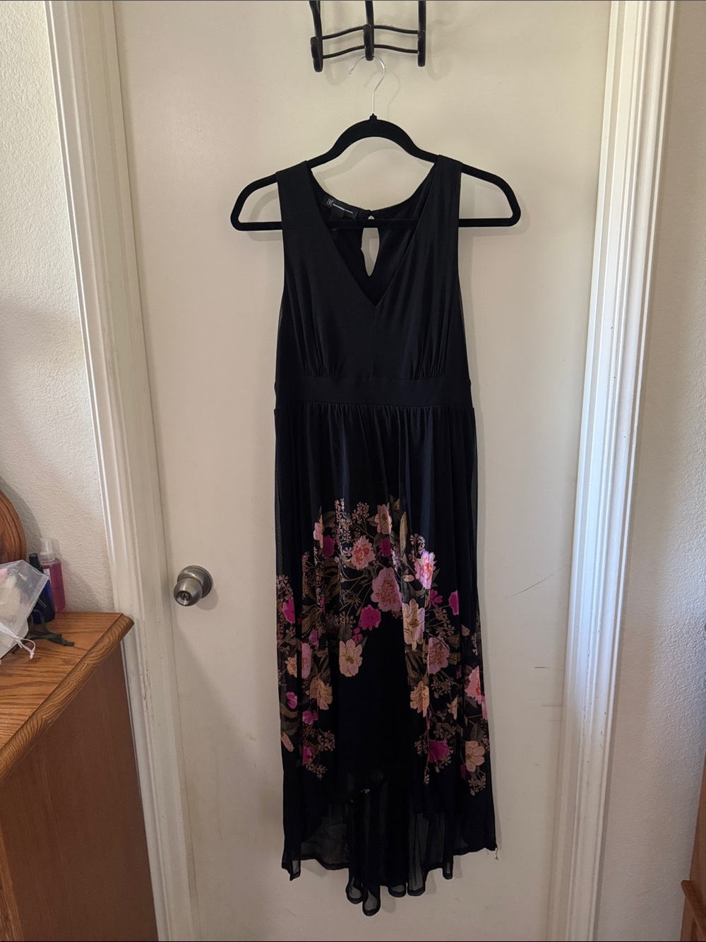 INC International Concepts Black High-Low Floral Maxi Dress